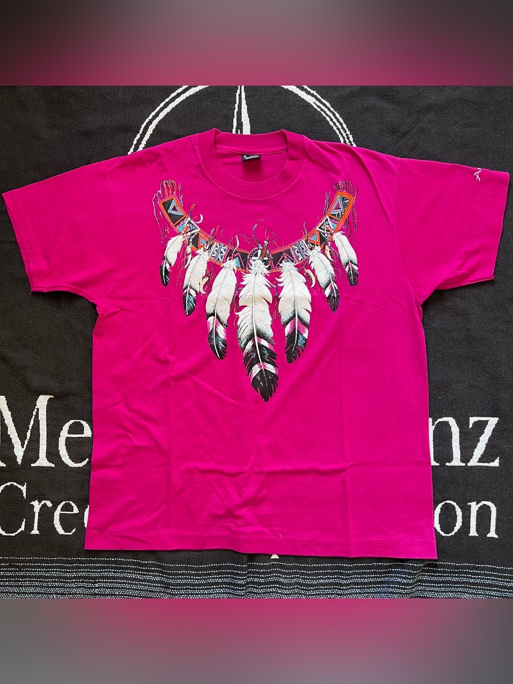 Vintage Pink Tribal Collar Native Feather Necklace T-shirt
